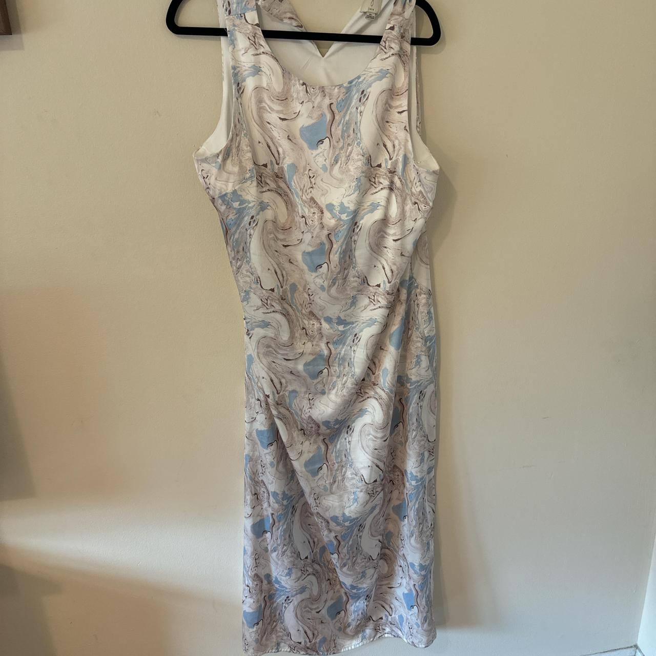 Y2K inspired marble print silky midi slip dress