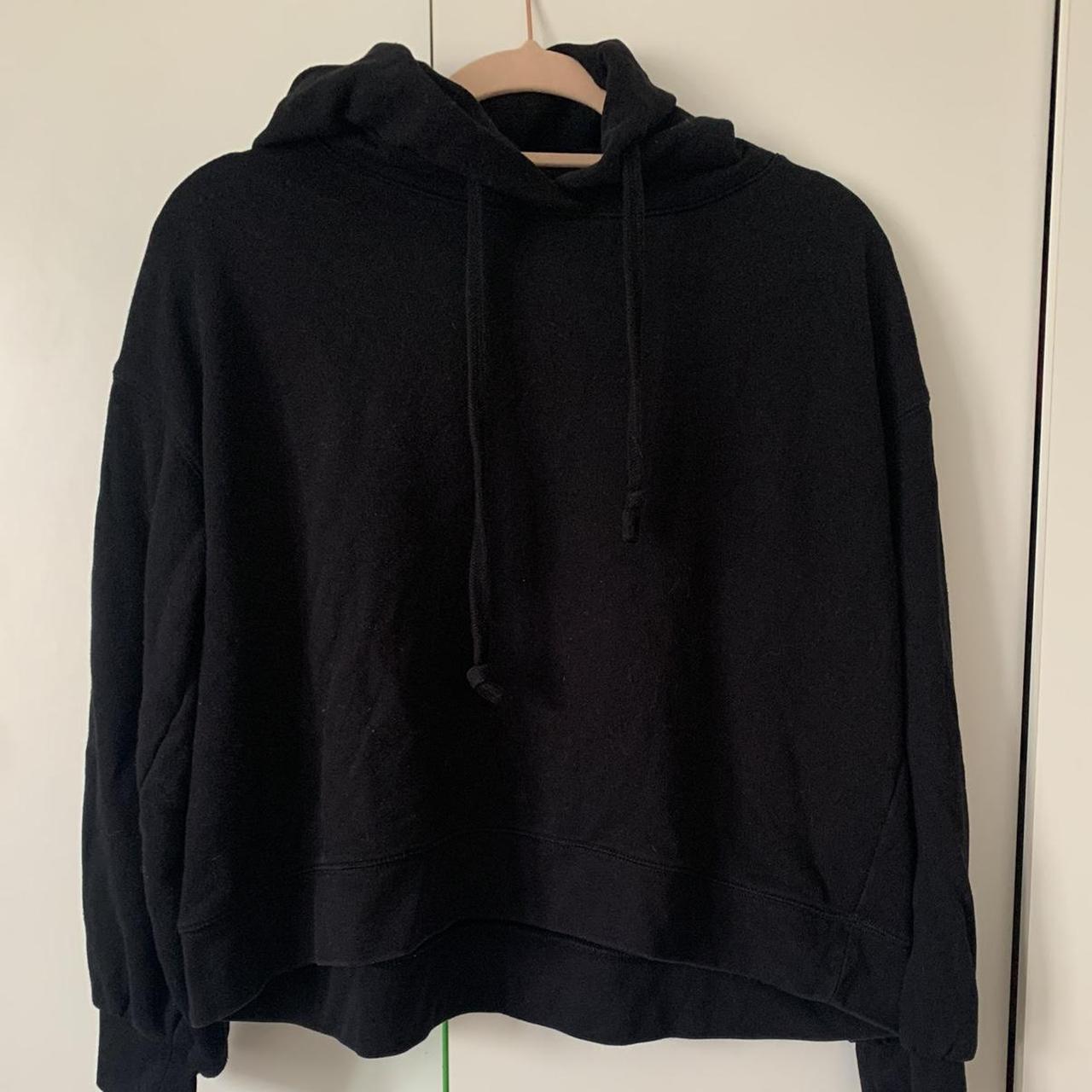 Uniqlo cropped black hoodie size M Worn few... - Depop