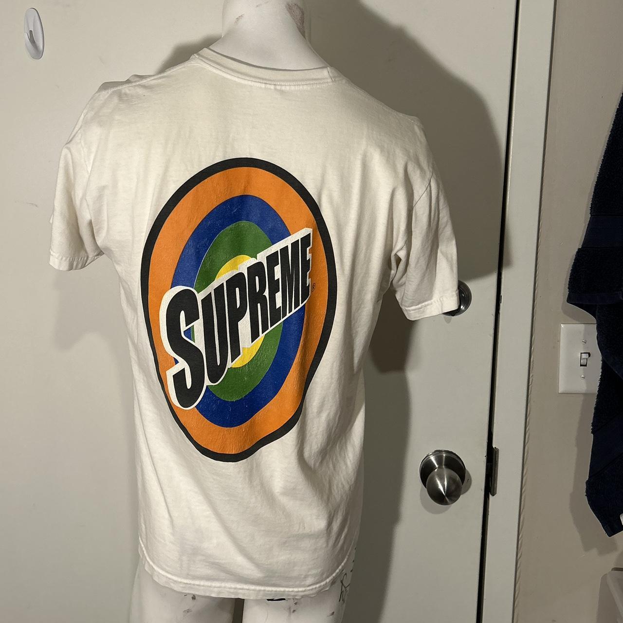 White Supreme Spin tee Size LARGE Staining in... - Depop