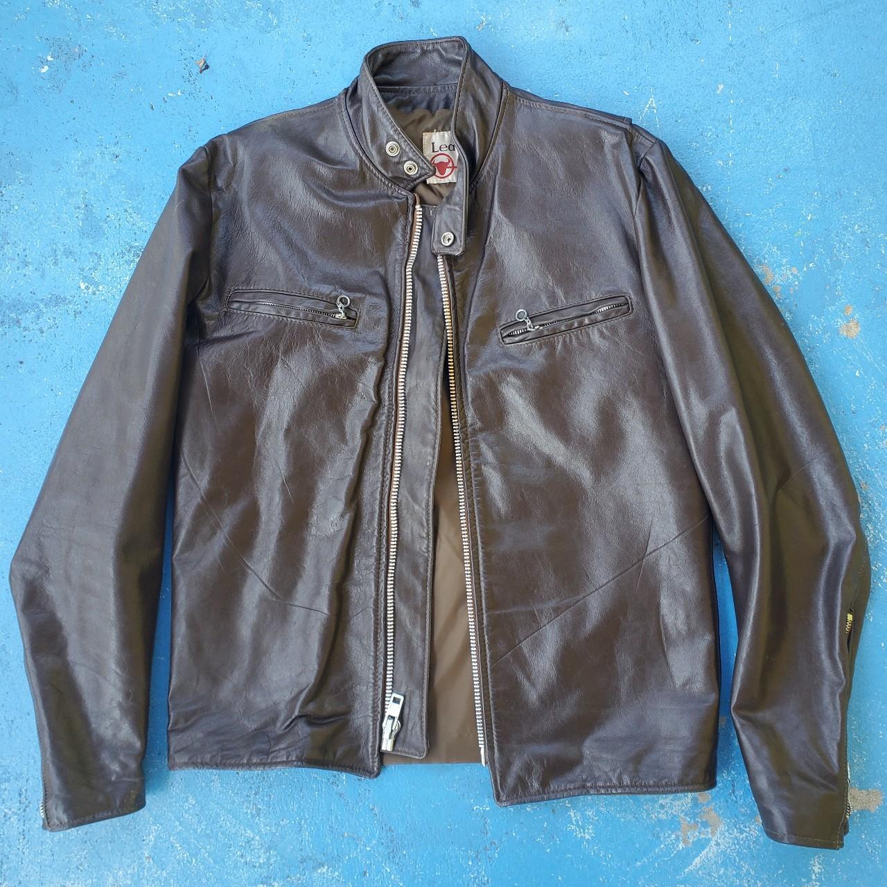Vintage leather jacket 70s 80s size 38 tall genuine... - Depop