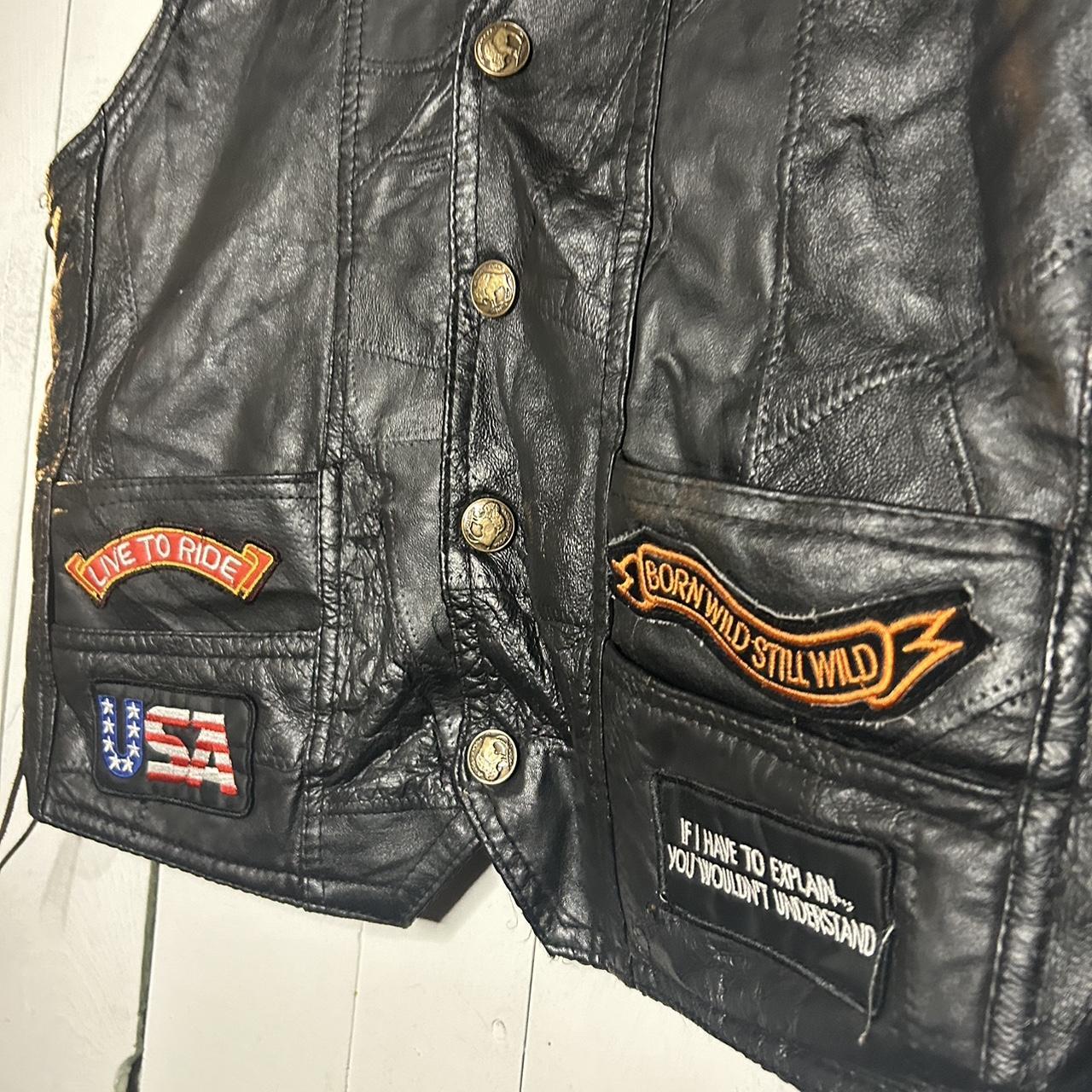 Vintage Biker Streetwear Leather Vest Patches This - Depop