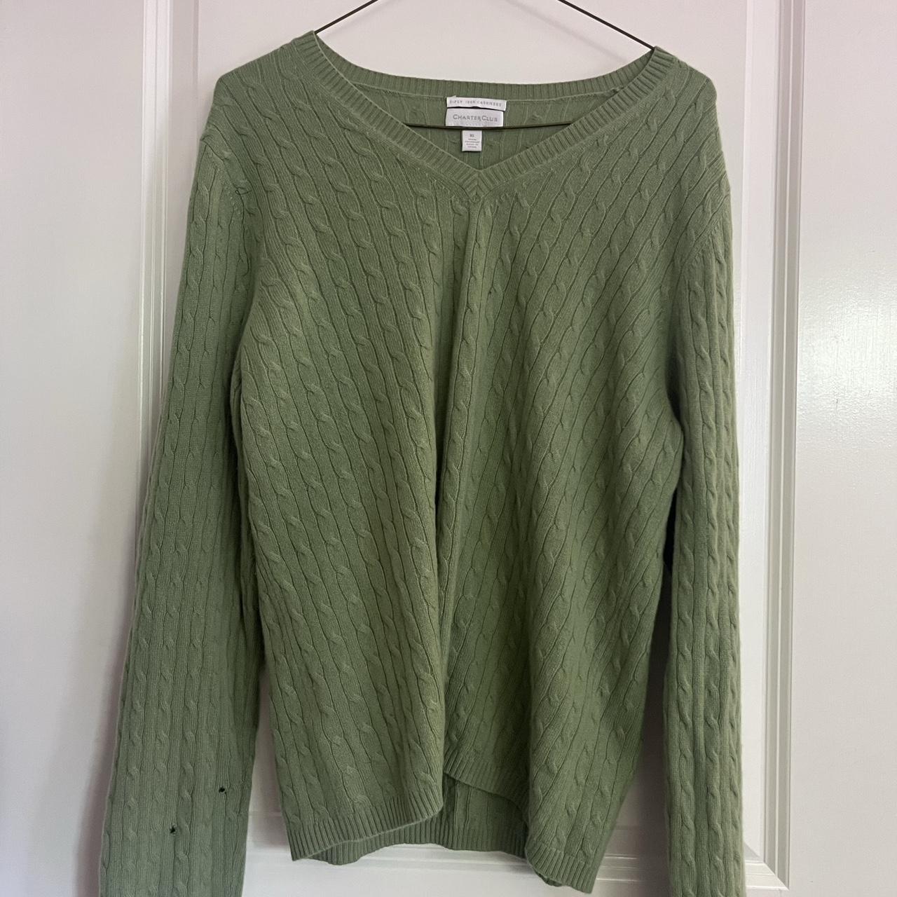 green cashmere sweater super cute and goes well... - Depop