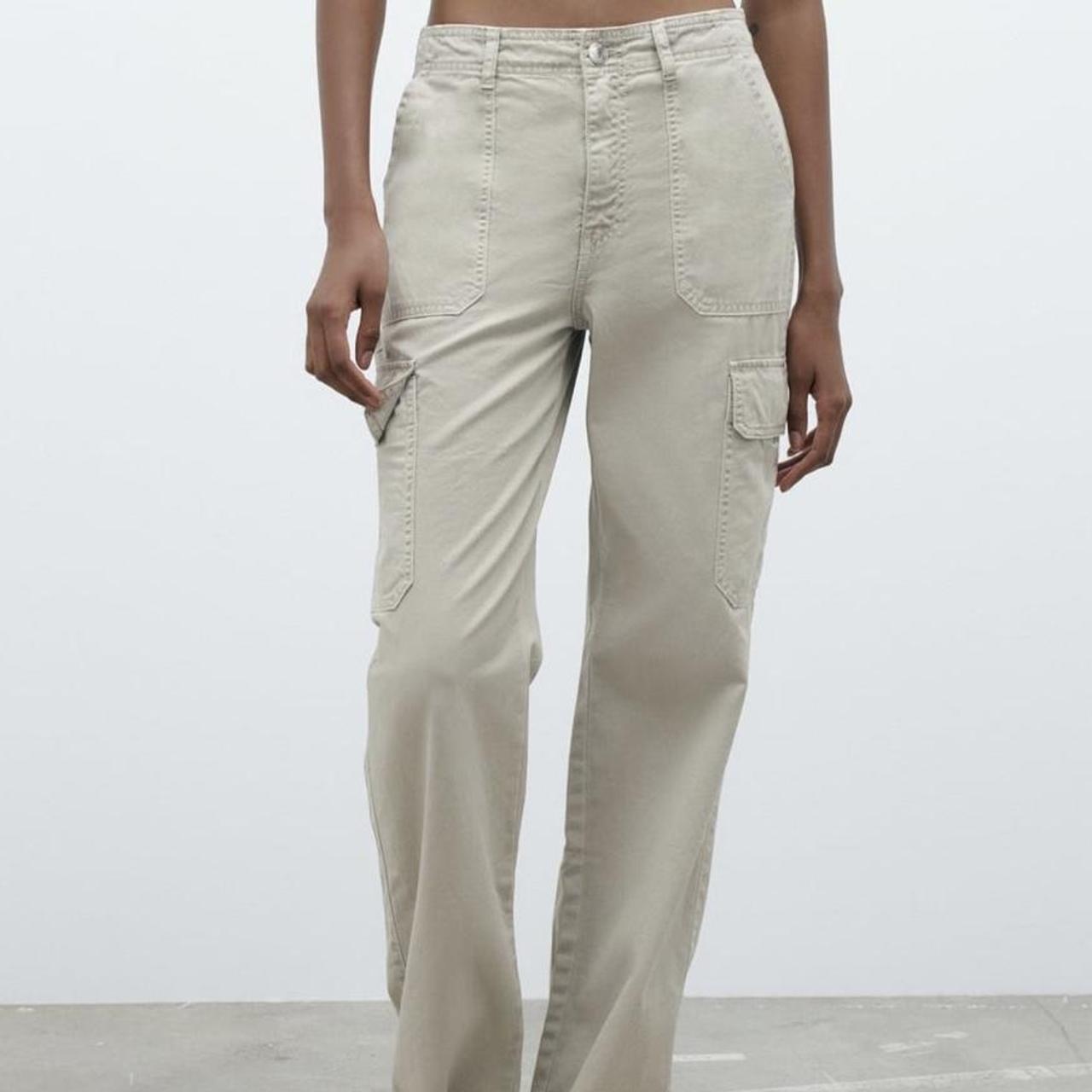 ZARA cargo pants beige Size 10 women Brand new with - Depop