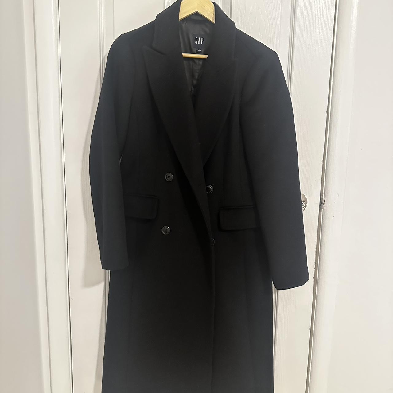 Gap wool blend double breasted coat Black Size... - Depop