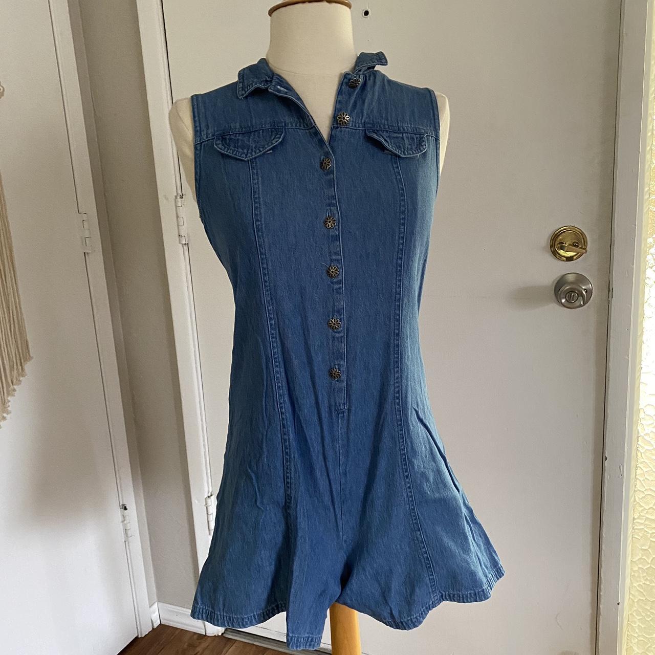 Denim romper with daisy buttons from “Christie... - Depop