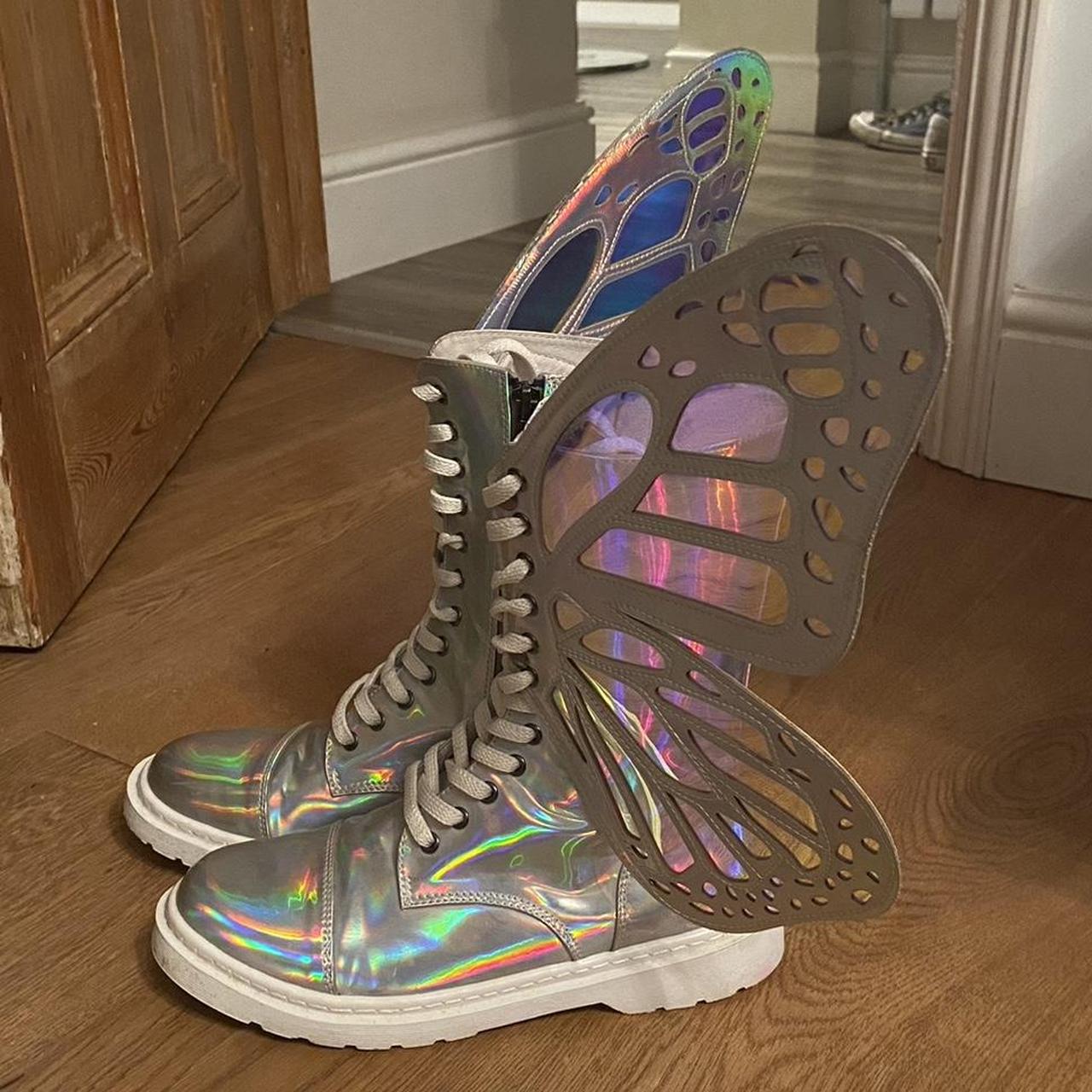 dolls kill holographic boots