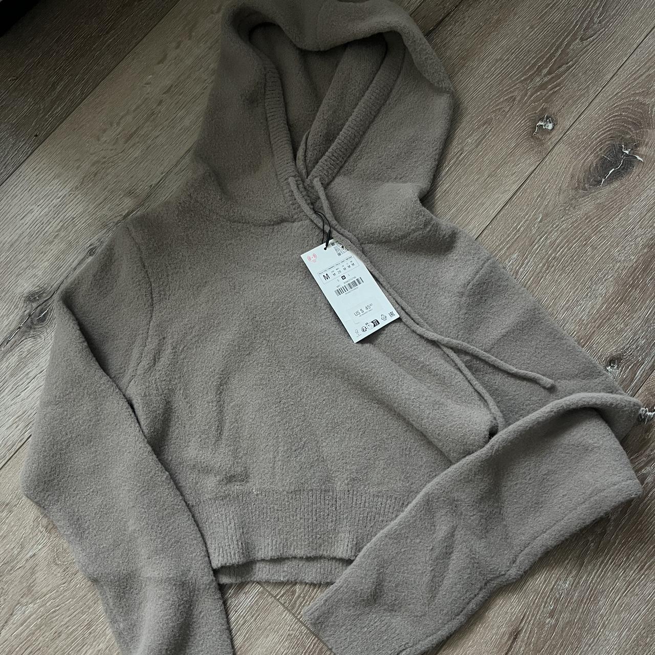 Zara grey cropped hoodie with drawstring hood