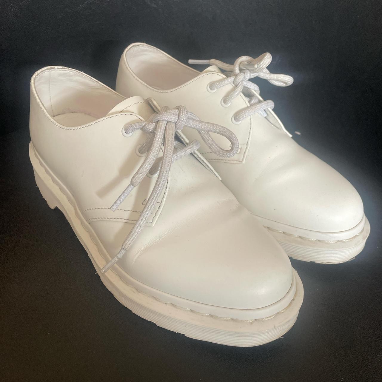 White mono 1461 dr martens lace ups Selling cause. Depop