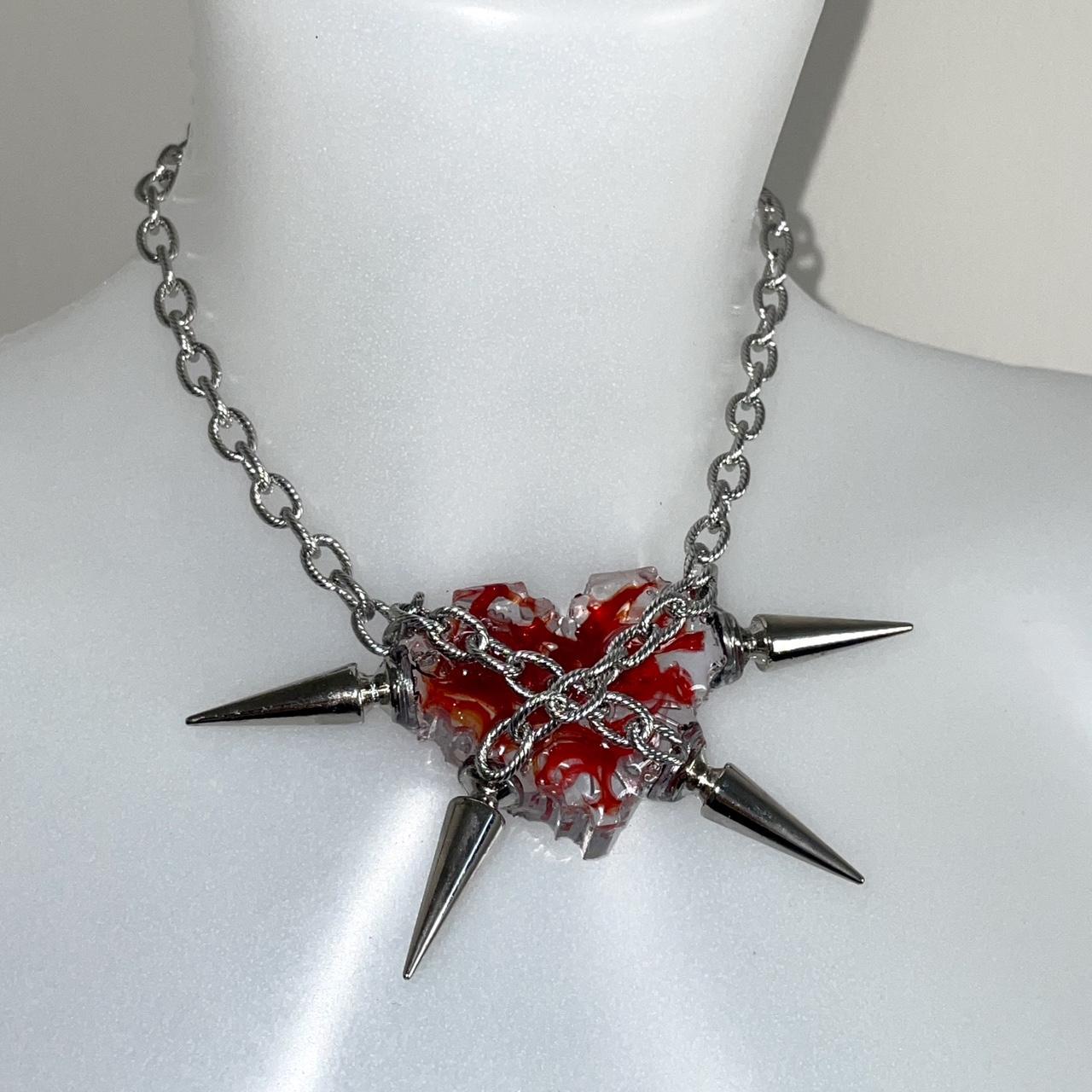 Bleeding cyber heart necklace * Handcrafted *Made... - Depop