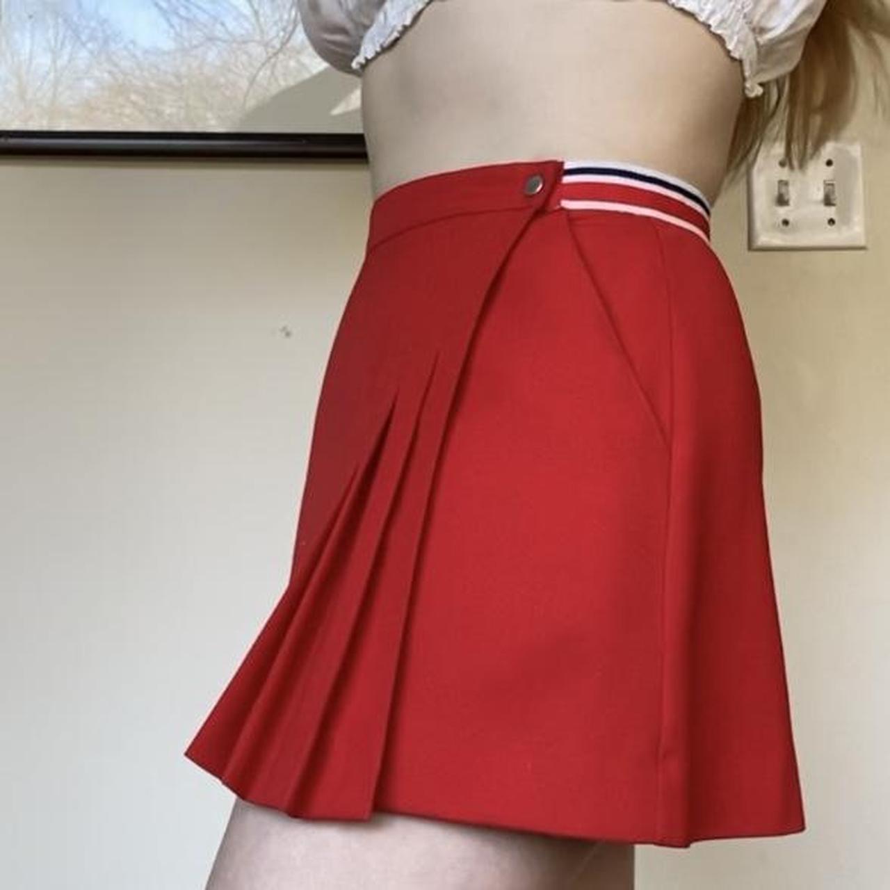 women-s-red-and-navy-skirt-depop