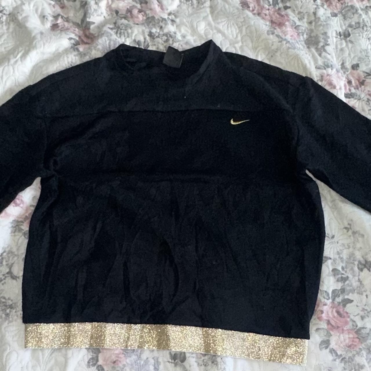 Vintage Nike Cropped Sweatshirt Sparkly Gold and