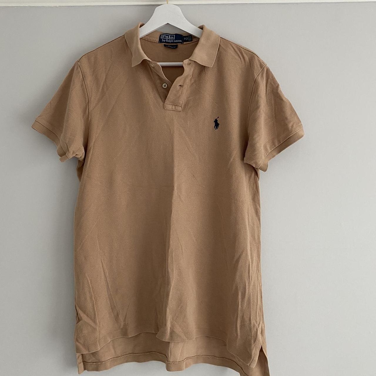 Tan Polo Ralph Lauren polo shirt Custom Shirt Size M - Depop