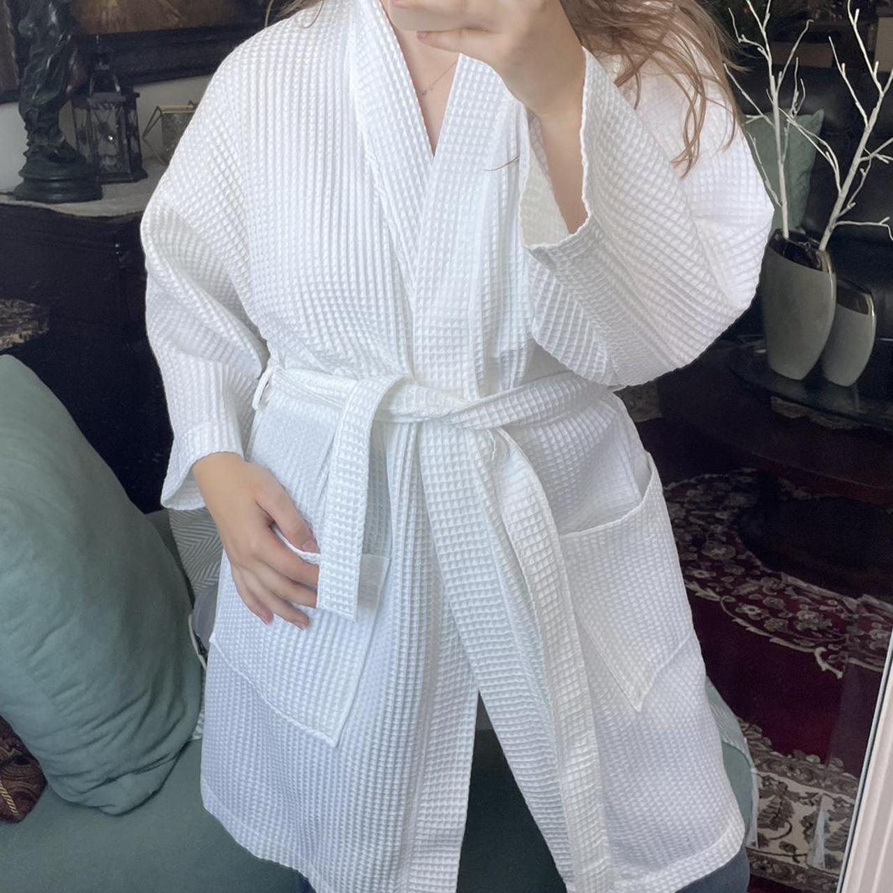 NWOT White Long Waffle Sauna Lightweight Robe (one... Depop