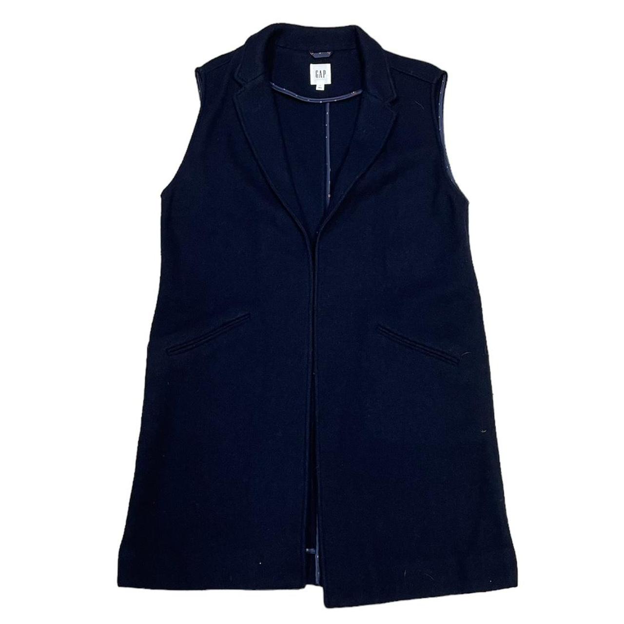 Gap Wool Blend Navy Soft Oversized Long Vest Coat... Depop