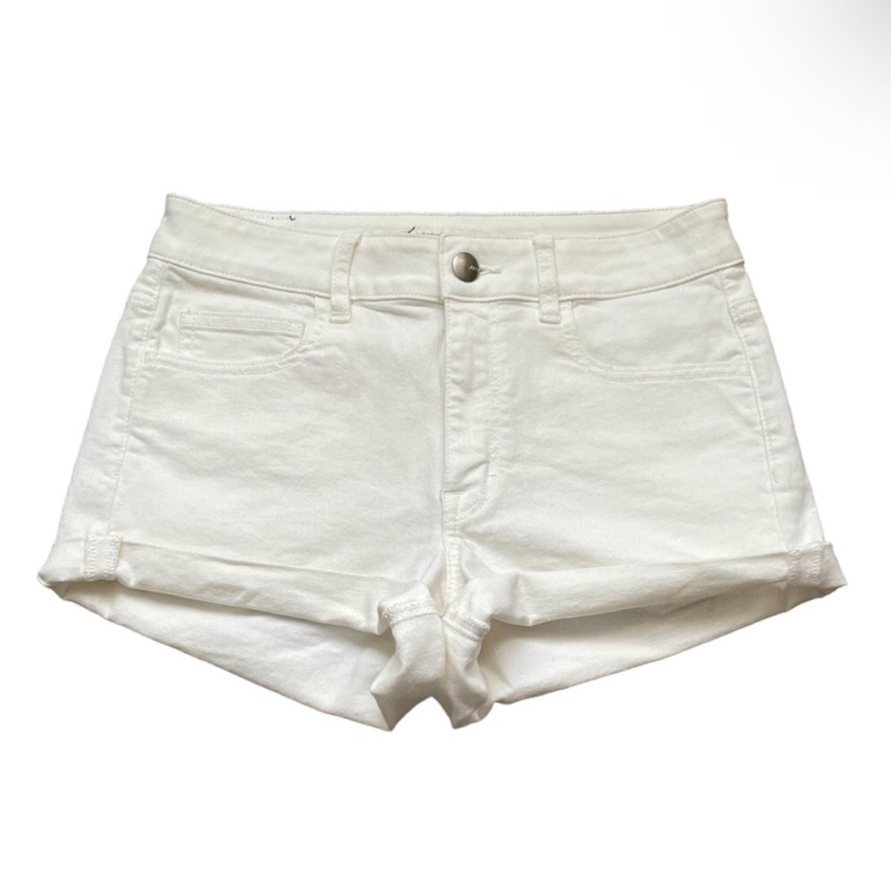 American Eagle High Waisted White Jean Shortie... - Depop