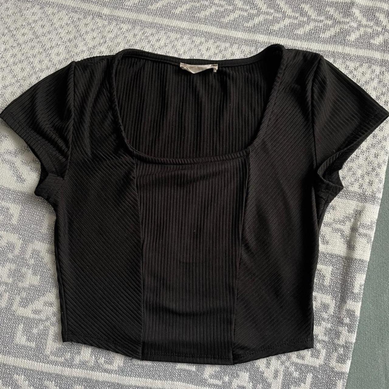 Altar’d State Plain Black Ribbed Cropped T-shirt... - Depop