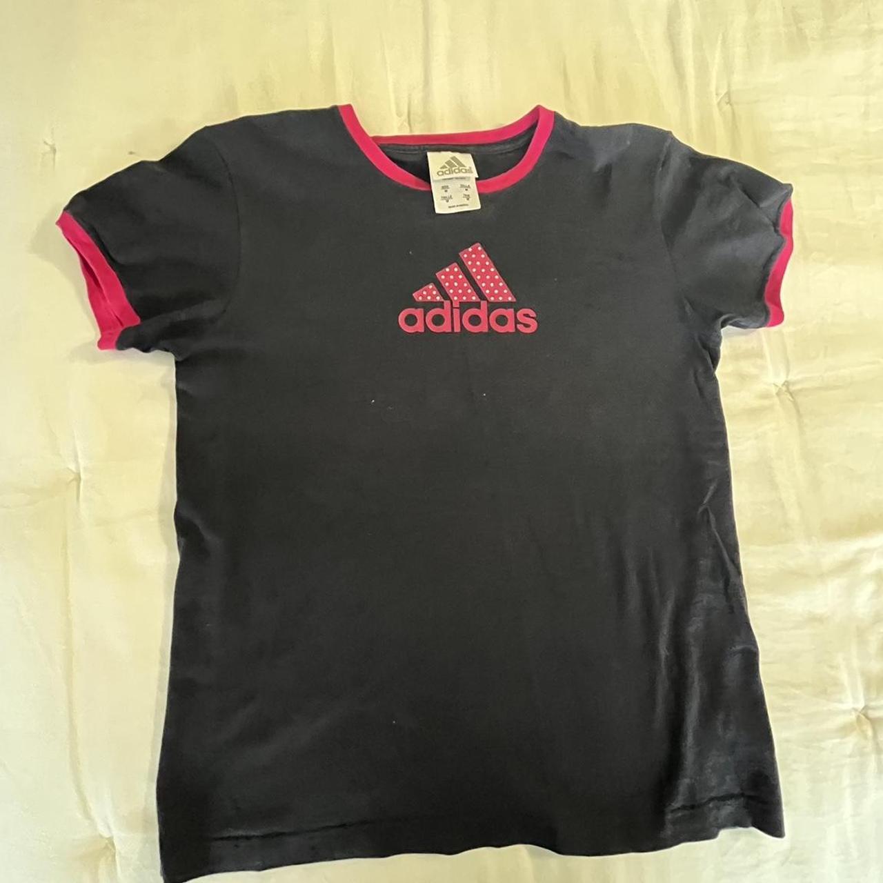 Adidas Women's Pink and Black T-shirt | Depop