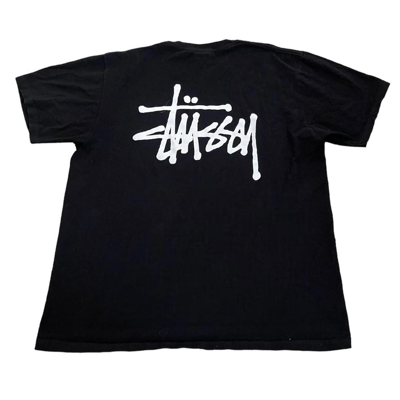 Stüssy Men's Black and White T-shirt | Depop