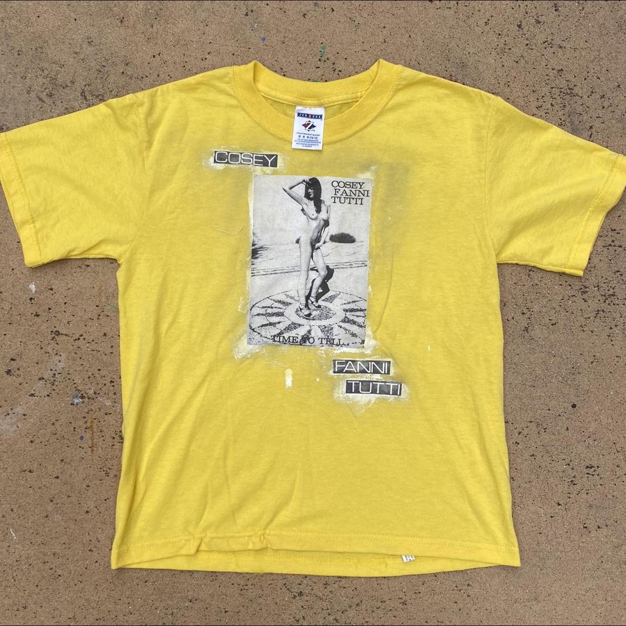 American Vintage Women's Yellow and White T-shirt | Depop