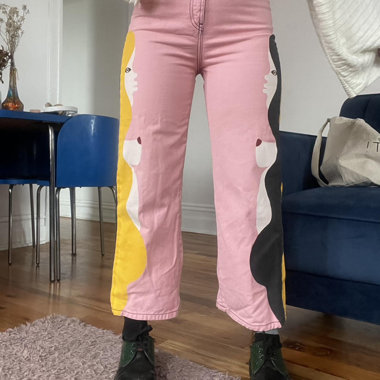 Desigual Women's Yellow and Pink Trousers (2)