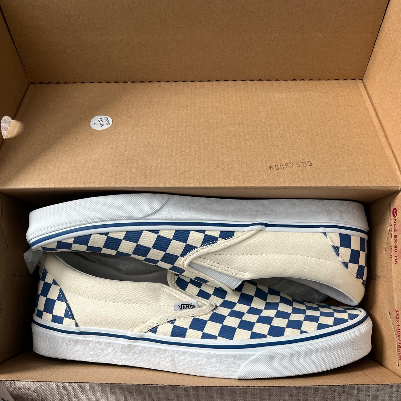 Men's blue shop checkered vans