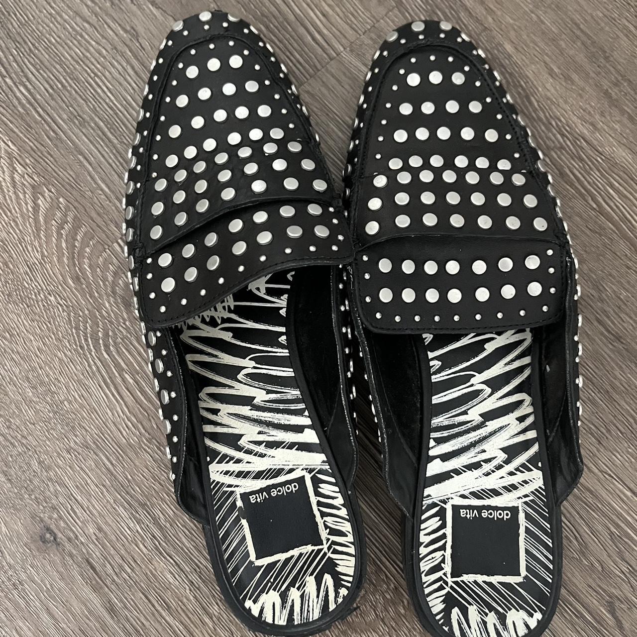 Dolce Vita Studded Loafers, Black and Silver Size: 9 - Depop