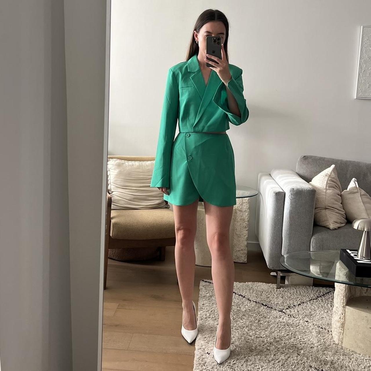 Glassons Green Emerald Mini Skirt / Cropped Blazer... Depop