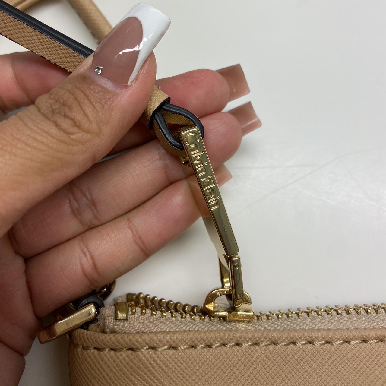 Tan Calvin Klein crossbody bag barely used no... Depop
