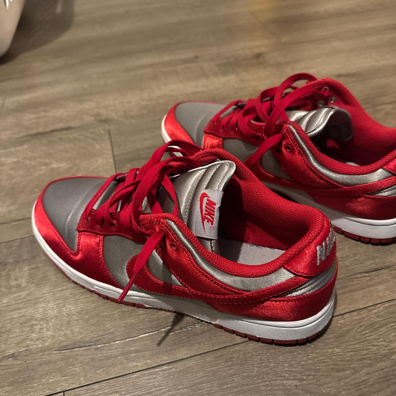 Nike Women's Sneakers Red US – Red and grey satin dunks