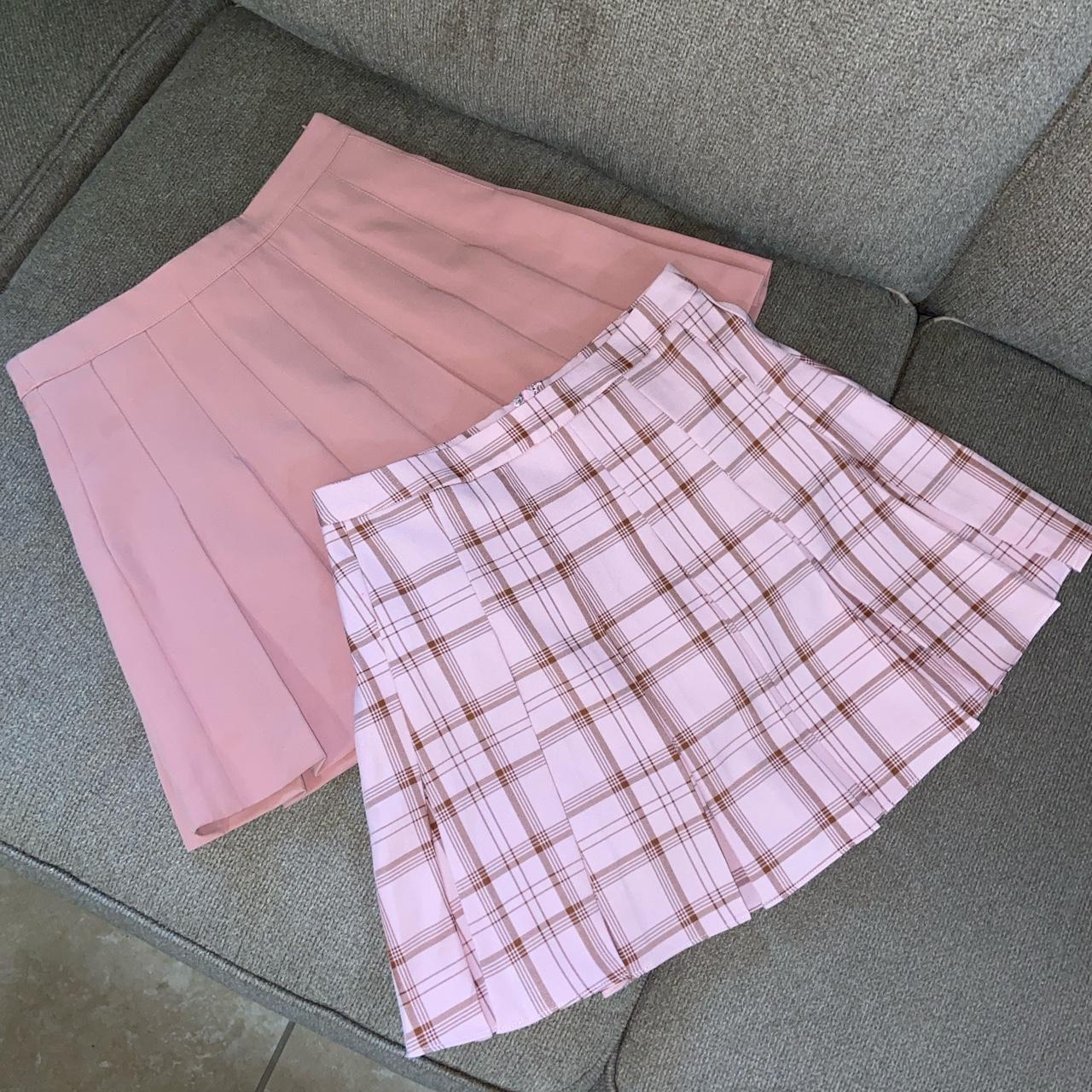 Pink pleated tartan skirt best sale