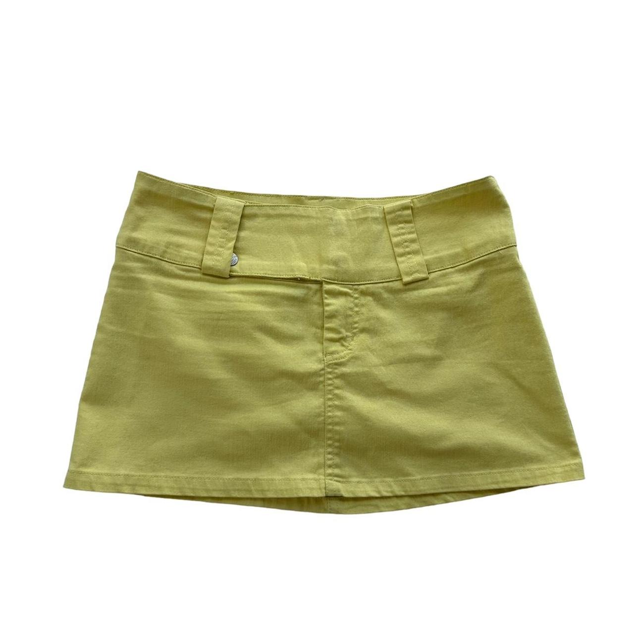 Bright yellow denim mini skirt by Supre Low rise.... - Depop