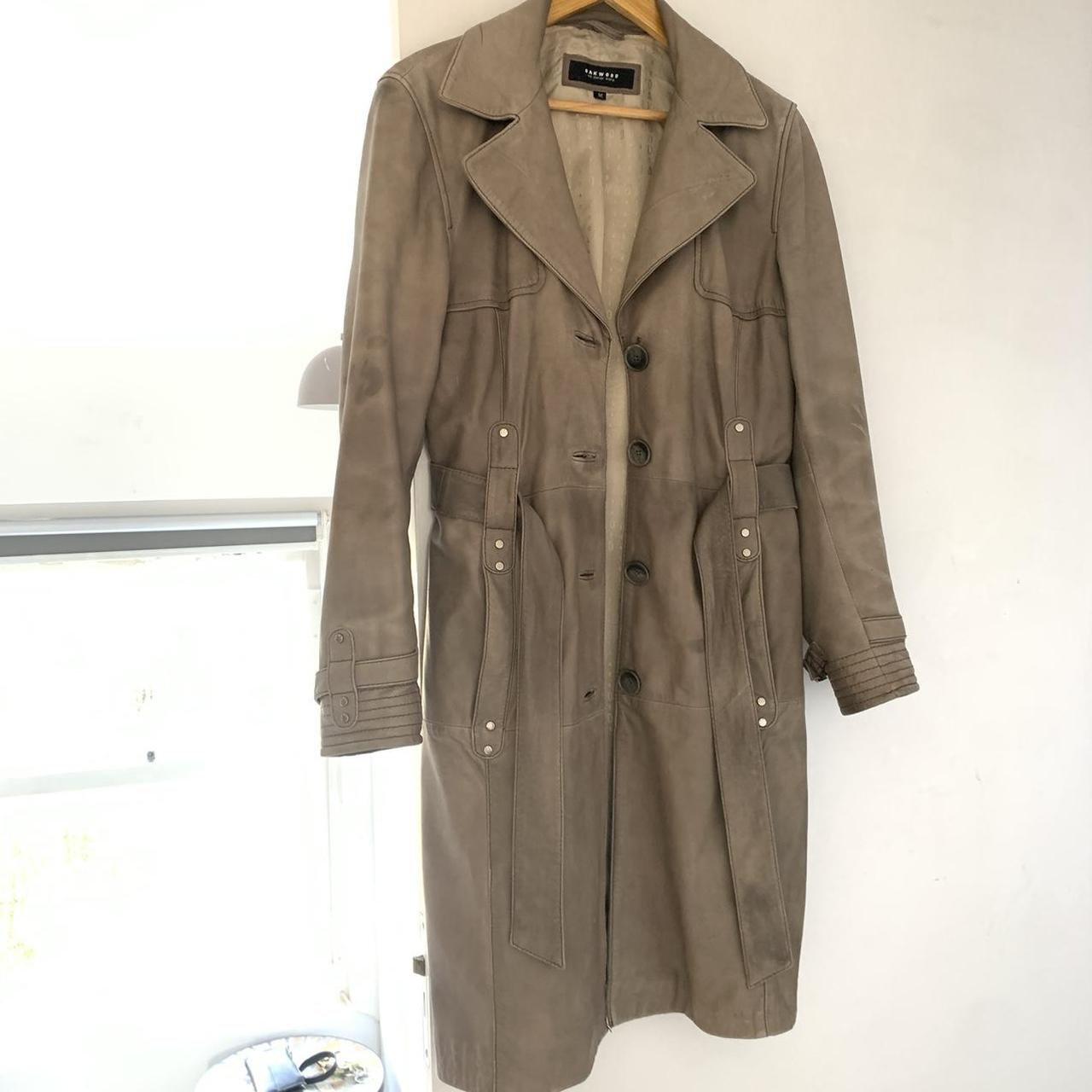 Beautiful brown leather trench coat Signs of... - Depop