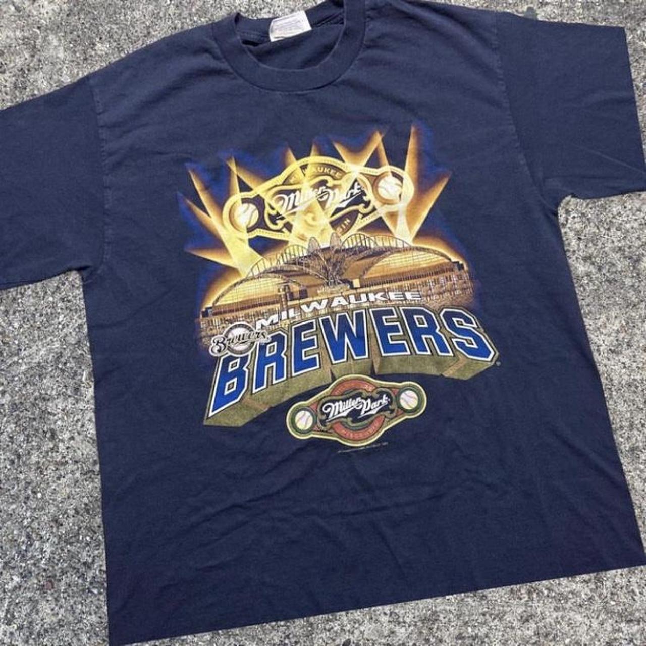 Vintage Milwaukee Brewers shirt, MLB blue graphic tee - AU Large