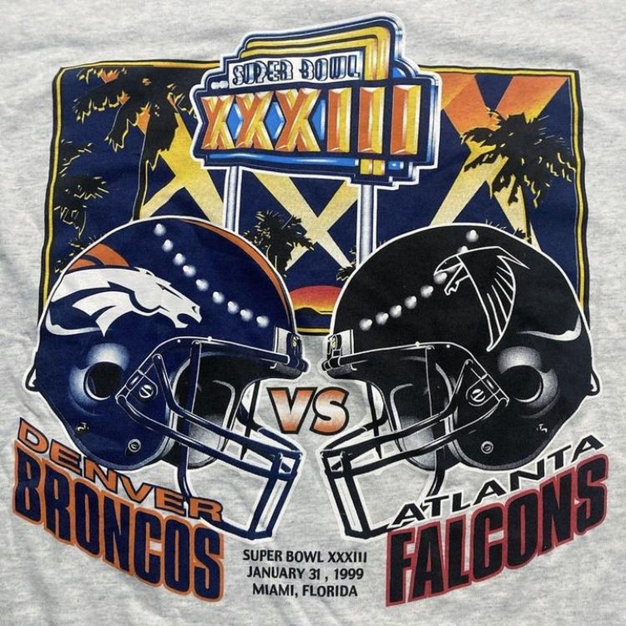 Vintage 90s Super Bowl XXXIII size Medium Shirt Atlanta Falcons Denver  Broncos Vtg florida Football