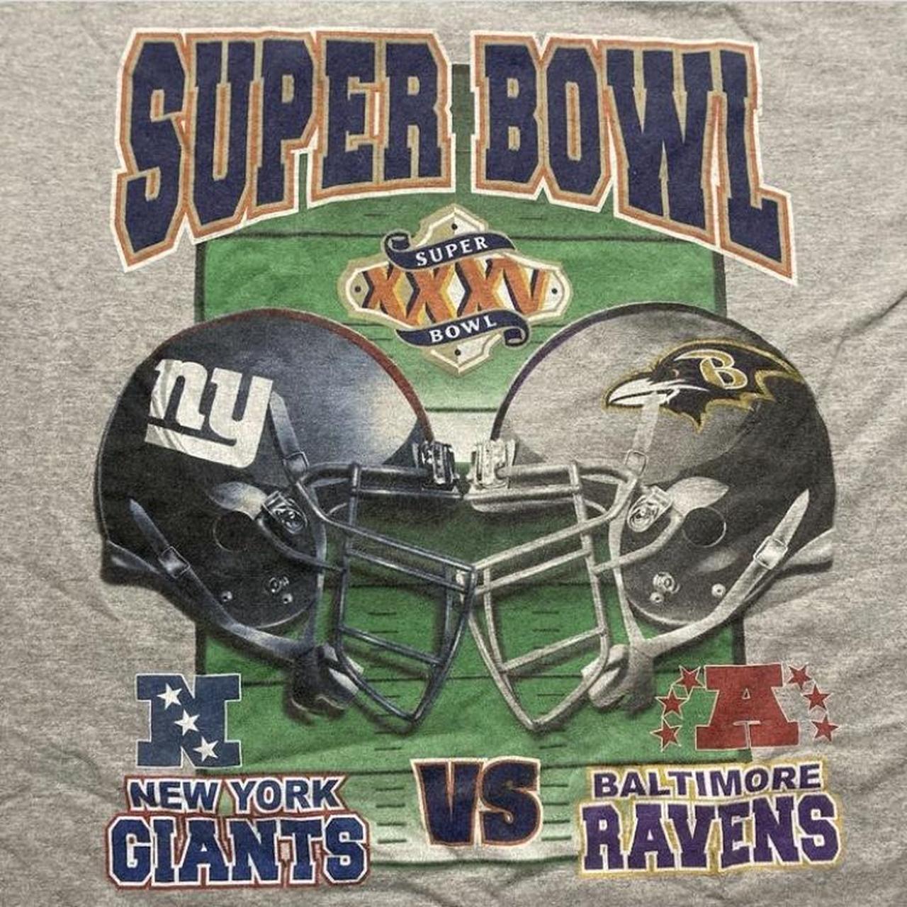 NEW YORK GIANTS BALTIMORE RAVENS SUPER BOWL XXXV VINTAGE 2001 T