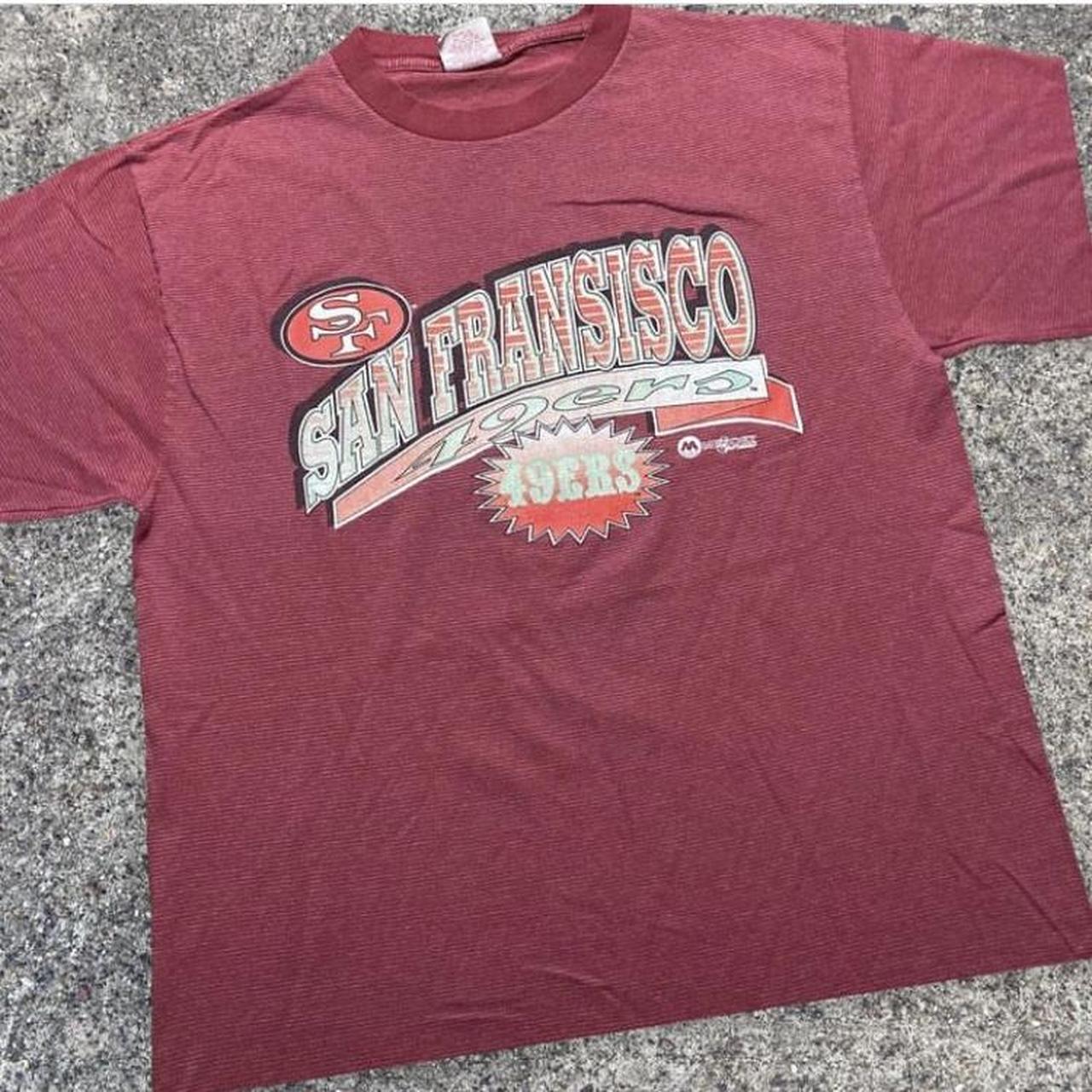 Vintage San Francisco 49ers Graphic Tee~T-Shirt~Striped~Size L~Made in the  U.S.A