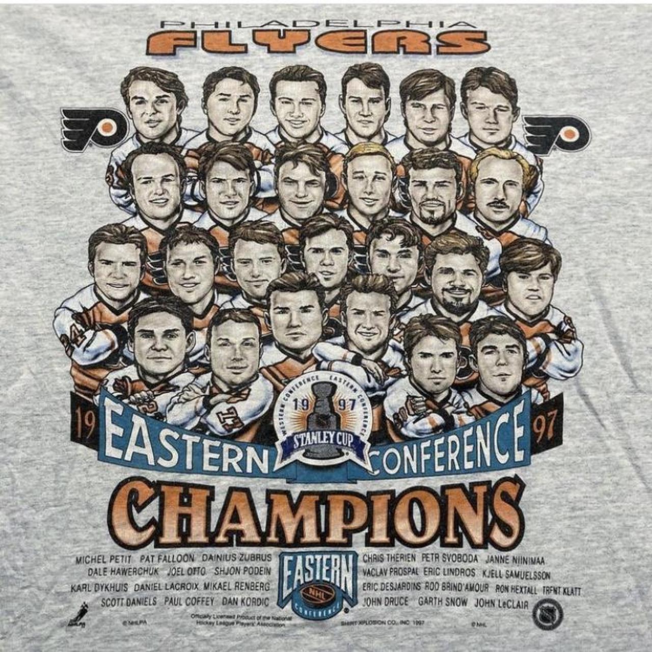 1997 Philadelphia Flyers Eastern Conference Champs Stanley Cup NHL T Shirt  Size Large – Rare VNTG
