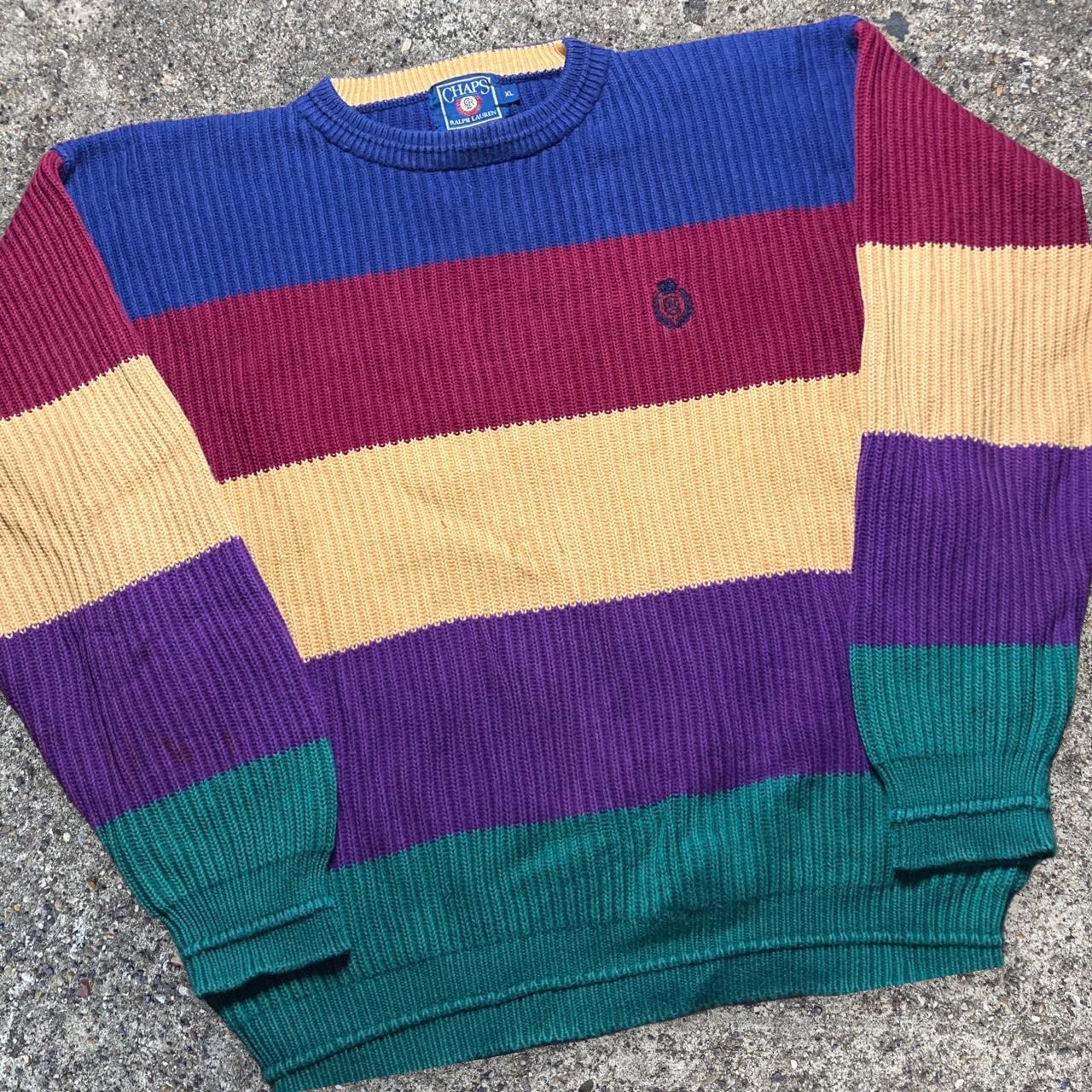 Vintage Chaps Ralph Lauren Mardi Gras Colored Knit. Depop