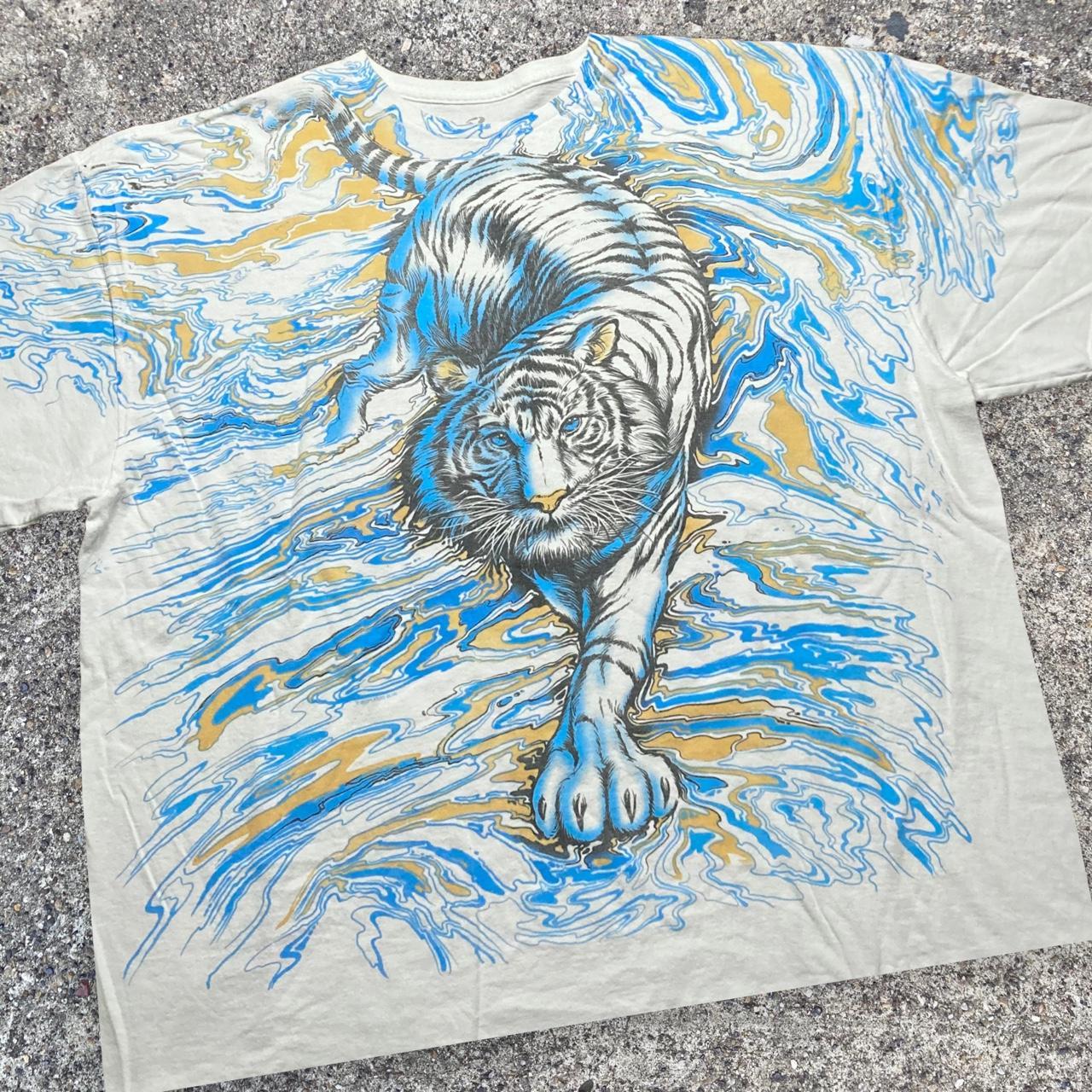 Vintage tiger AOP newest Liquid Blue Tee