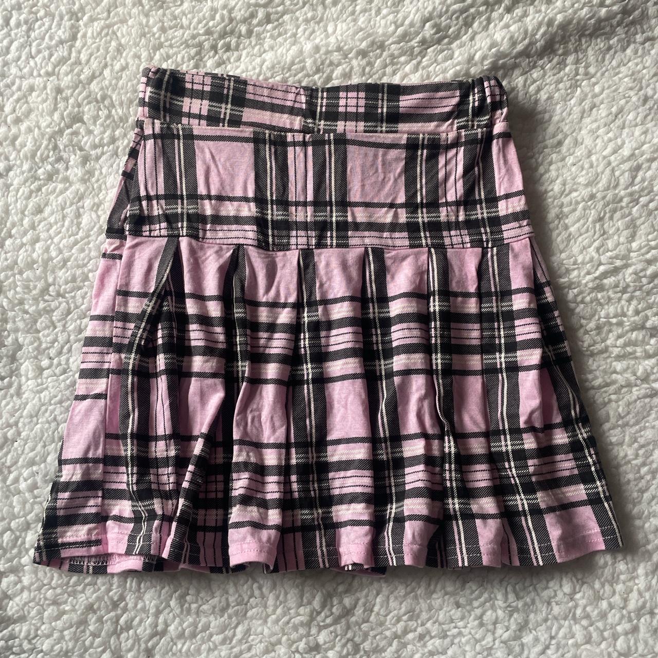 I saw it first pink tartan skirt - worn once,... - Depop