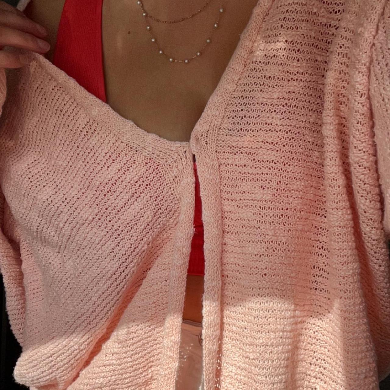 Thrifted oversized baby pink cardigan Depop