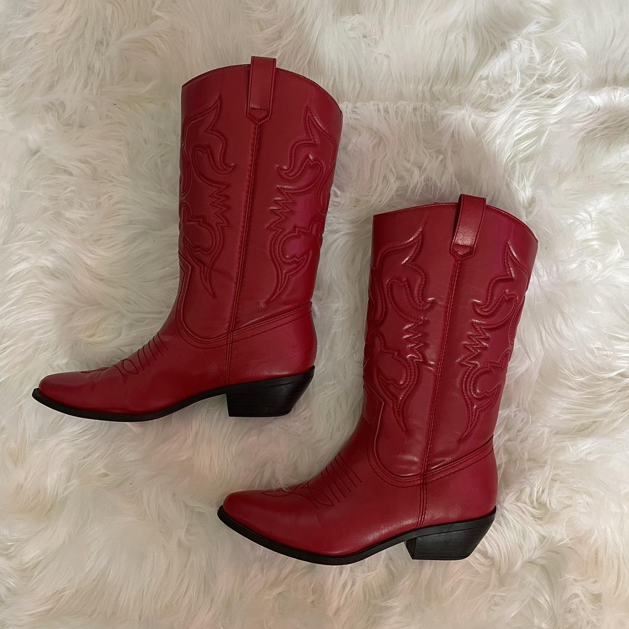 Red Cowgirl Boots #cowgirl #boots #red... - Depop