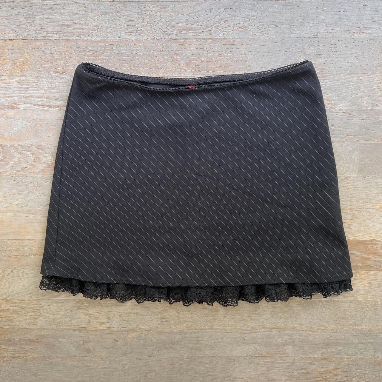 Black pinstripe lace mini skirt 👯‍♀️ Fits size small.... - Depop