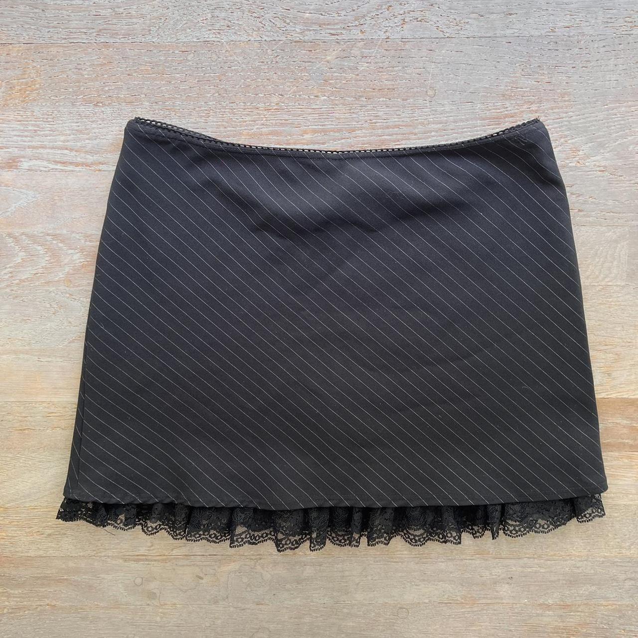 Black pinstripe lace mini skirt 👯‍♀️ Fits size small.... - Depop