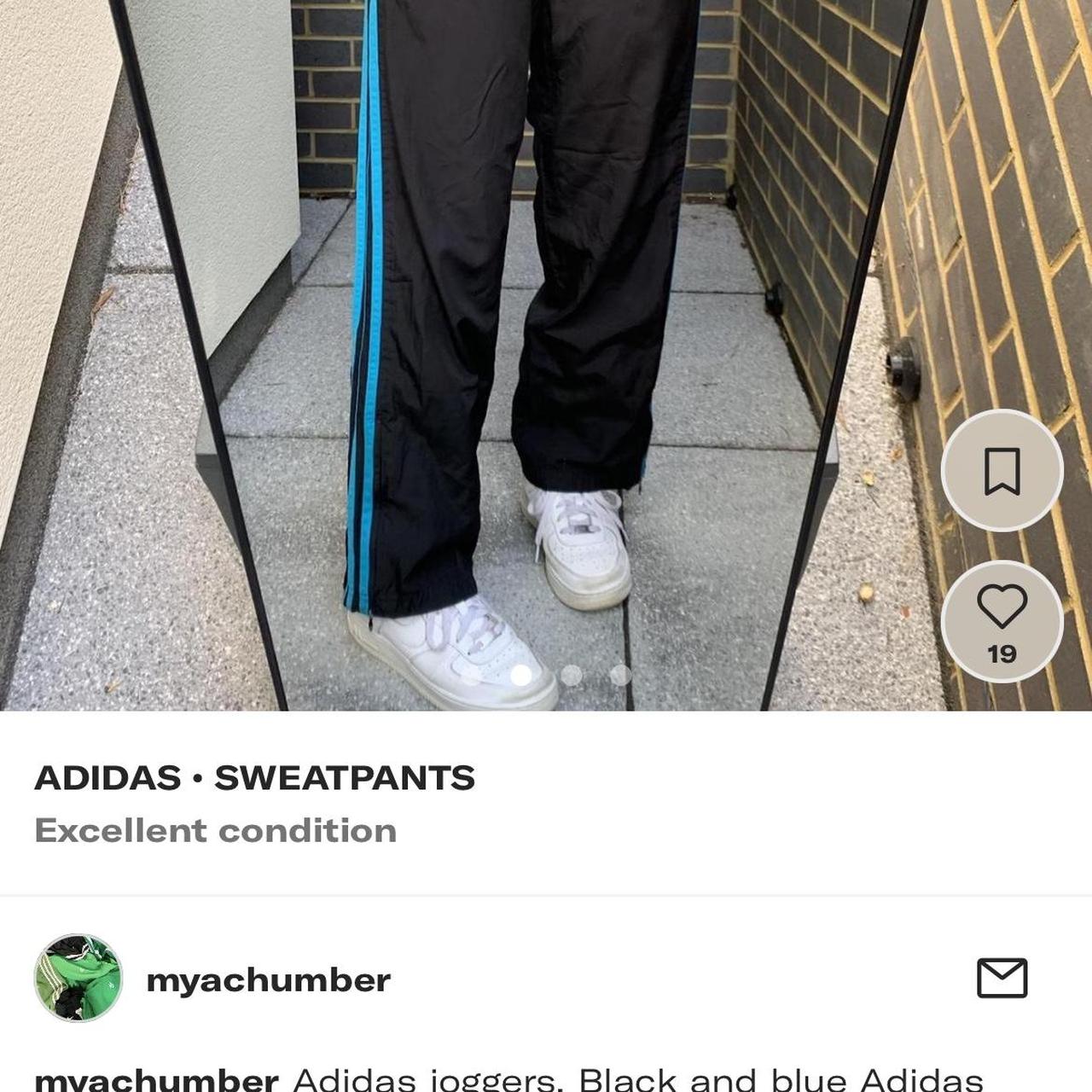 Adidas joggers. Black and blue Adidas joggers. Size... - Depop