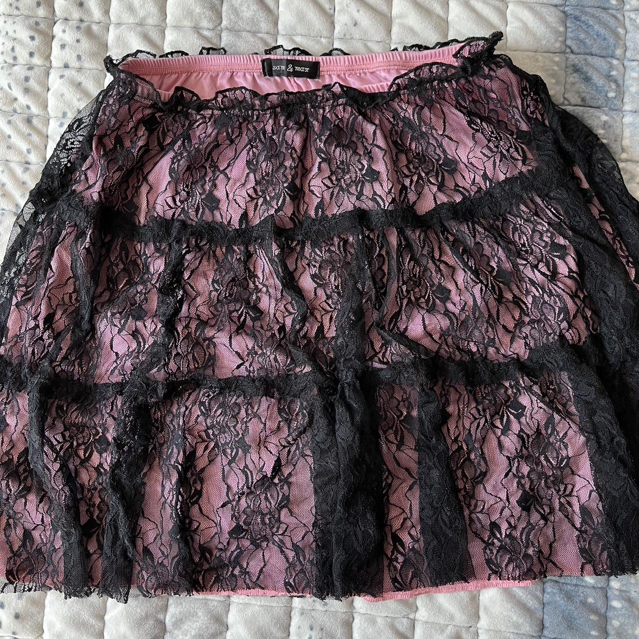 y2k sam and max pink and black skirt size: small... - Depop