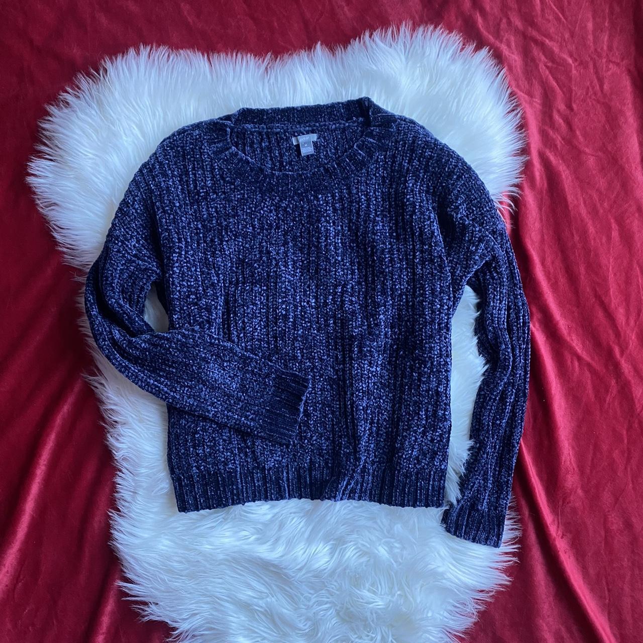 womens sweaters navy blue chenille sweater
