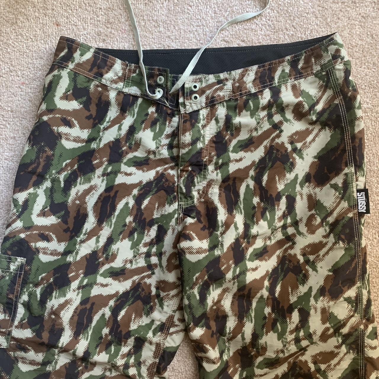 Vintage stussy camo swim shorts Waist 34 Pretty... - Depop