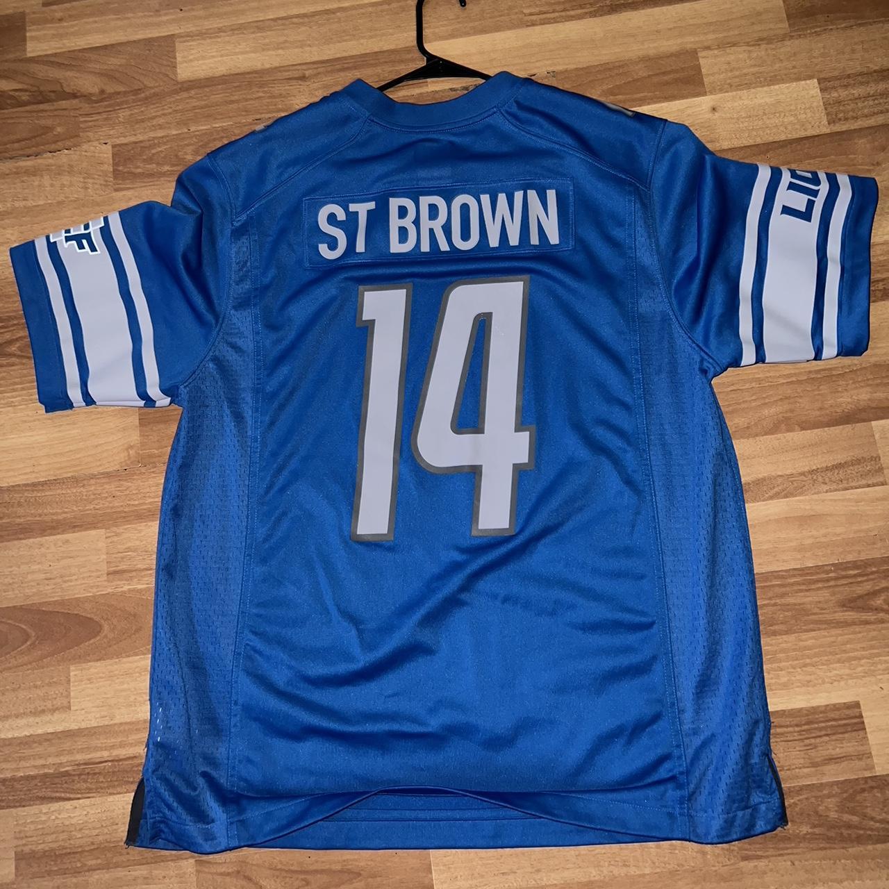 Men's Nike Amon-Ra St. Brown Blue Detroit Lions Game Player Jersey