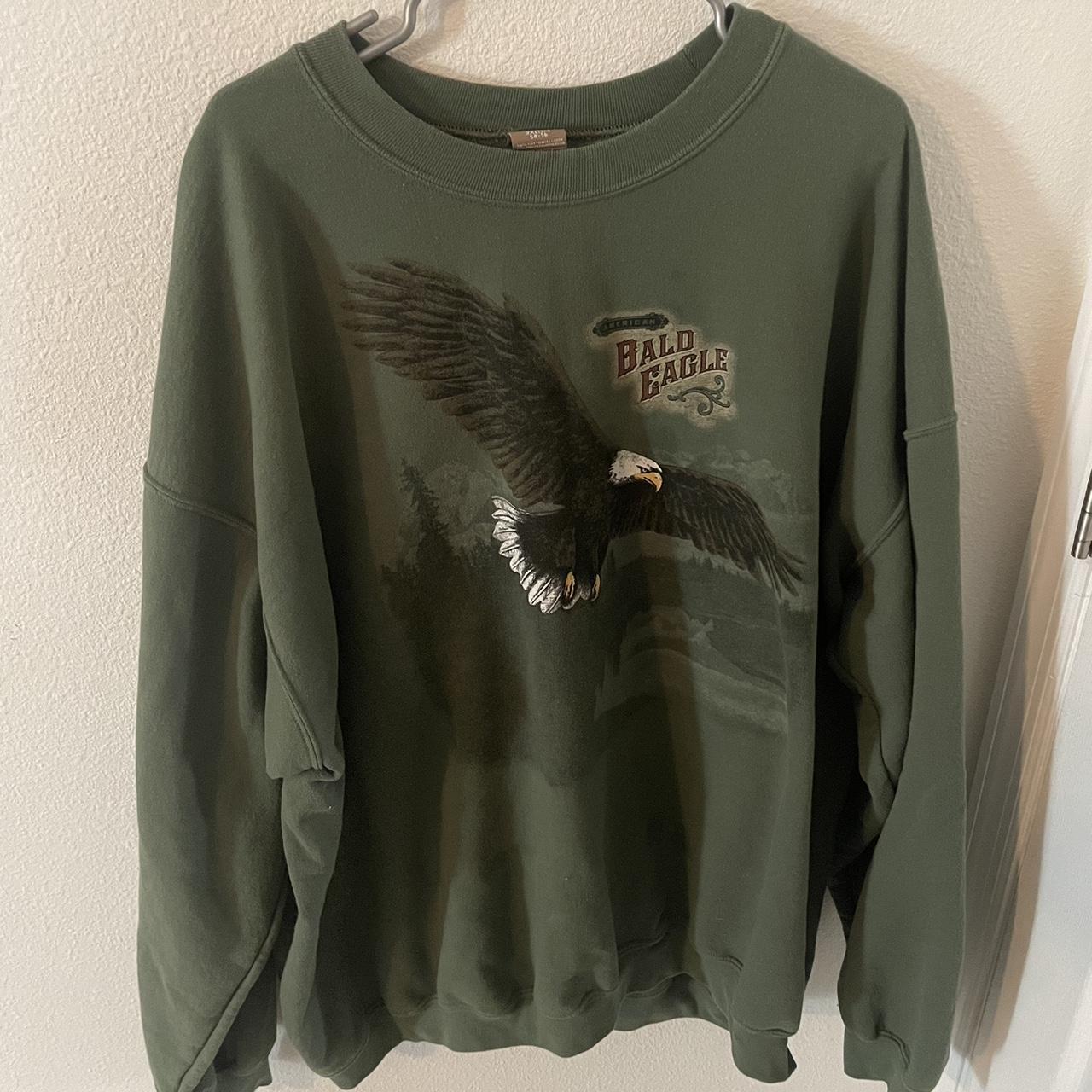 1990s Pullover NFL Eagles Hoodie • green with black - Depop